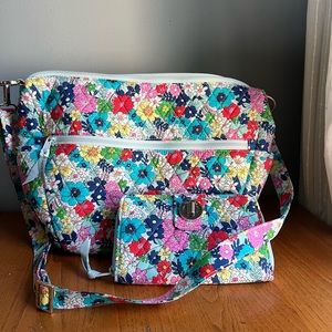 Vera Bradley Far Out Floral Go Ahead Crossbody & Matching Wallet